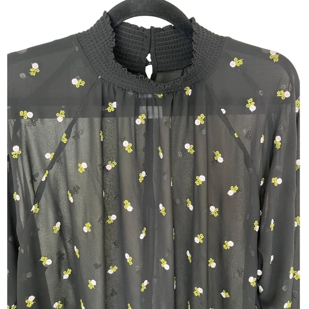 CAbi Black Sheer Embroidered Floral Blouse | XL Style 5338 Romantic Boho Top - Picture 5 of 10